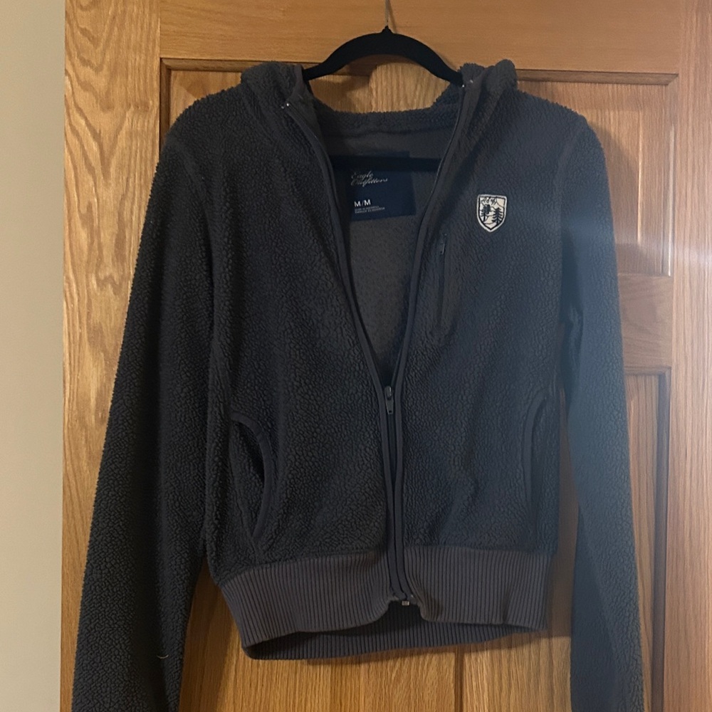 American Eagle Outfitters Charcoal Zip-Up Jacket